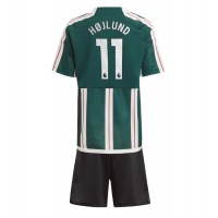 Camisa de Futebol Manchester United Rasmus Hojlund #11 Equipamento Secundário Infantil 2023-24 Manga Curta (+ Calças curtas)